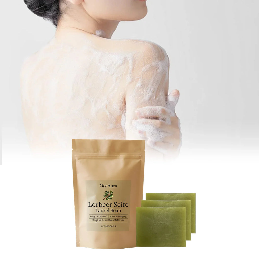 OceAura Laurel Oil Cleansing Soap – Brightening Body Bar 3-Pack