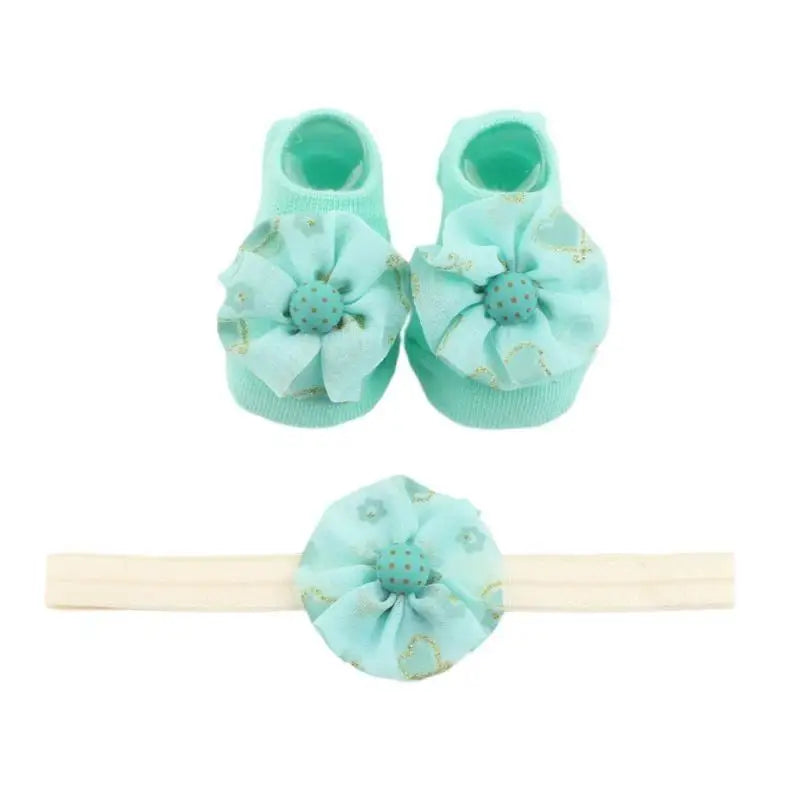 Baby Floral Headband & Socks Set | 0–6 Months Infant Gift