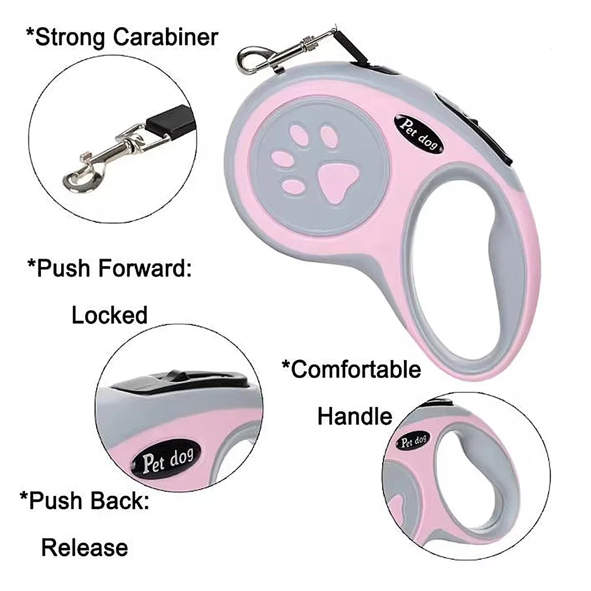 Retractable Dog Leash 3M/5M | Paw Design Nylon | All Breeds