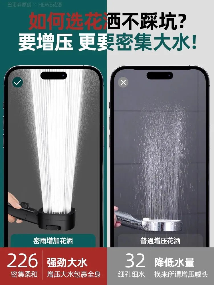 3-Mode High Pressure Water-Saving Handheld Shower Head
