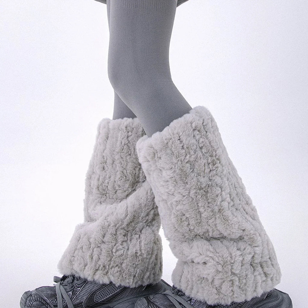 Women's Faux Fur Leg Warmers – Y2K Fluffy Boot Cuffs