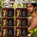 6-Pack Men's Sandalwood Handmade Soap – 3-in-1 Bar Set