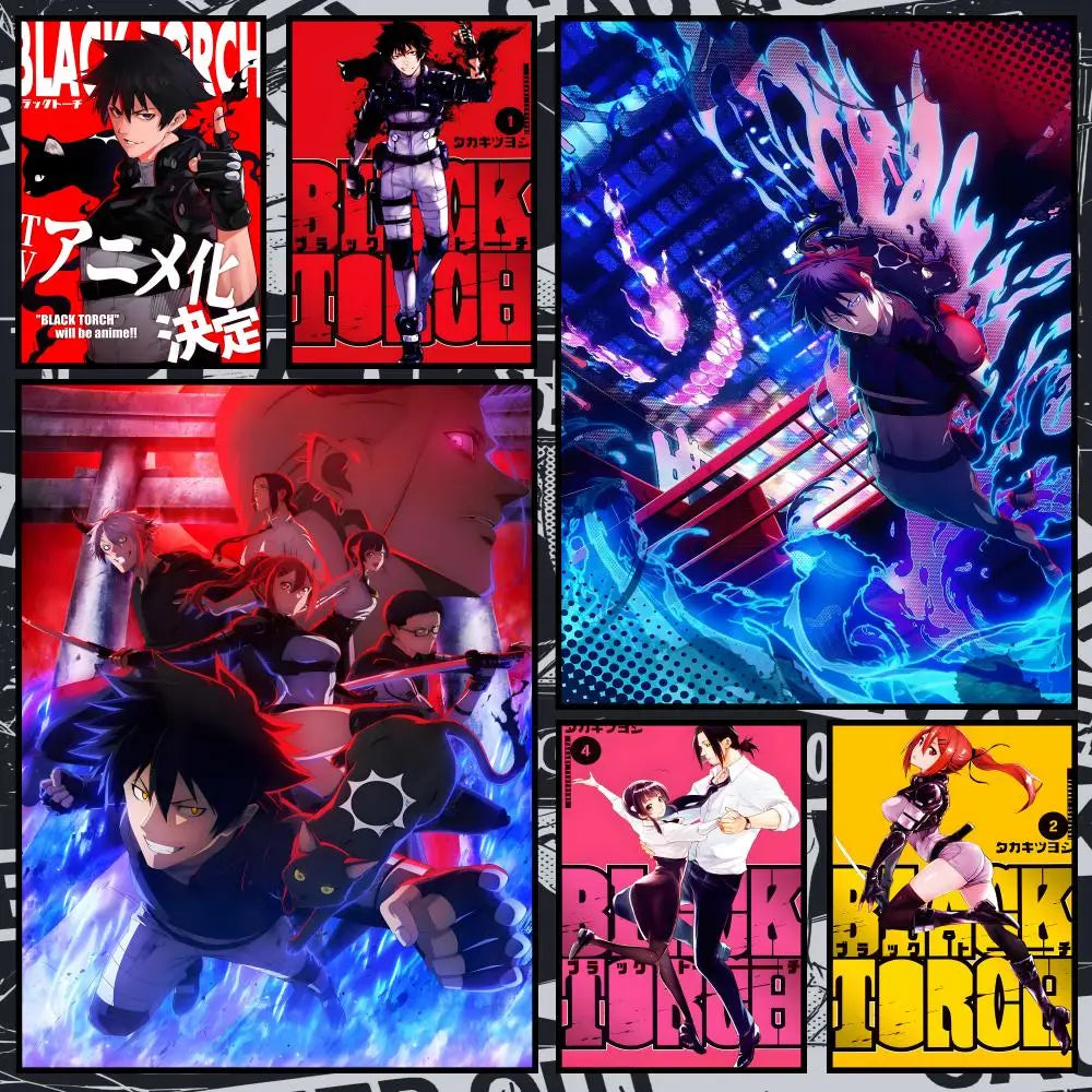 Black Torch Manga Waterproof PVC Peel & Stick Wall Poster