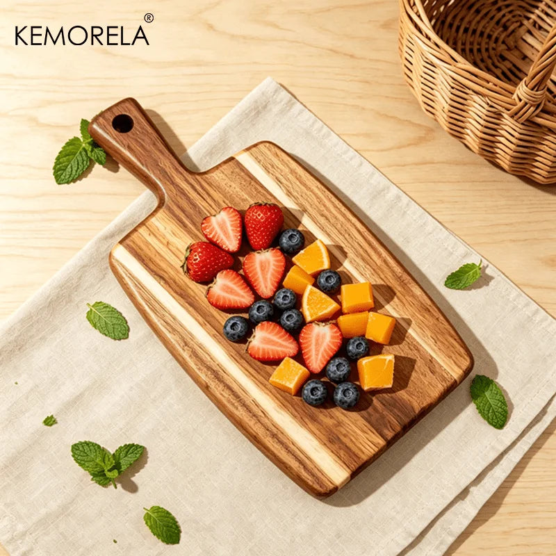 Acacia Wood Cutting Board with Handle | Meat, Cheese & Charcuterie