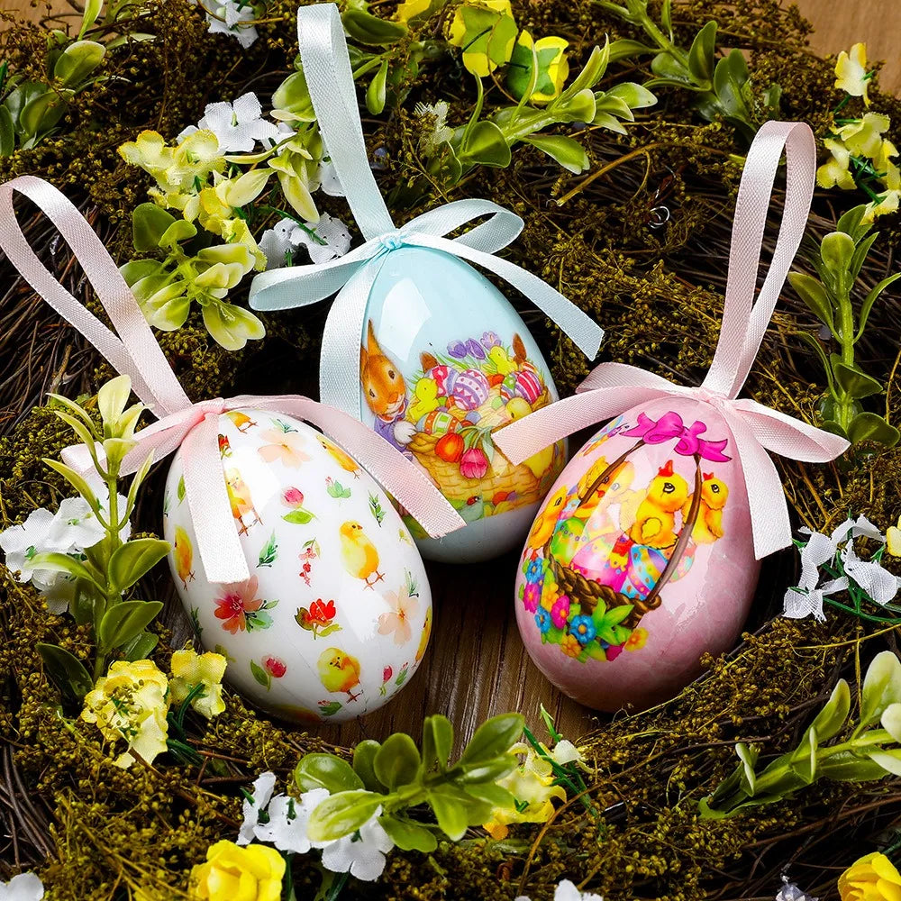 Painted Foam Easter Egg Hanging Ornaments – 3 Pack DIY Décor