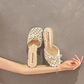 Women's Polka Dot Wedge Slippers – Open Toe Bow Slides