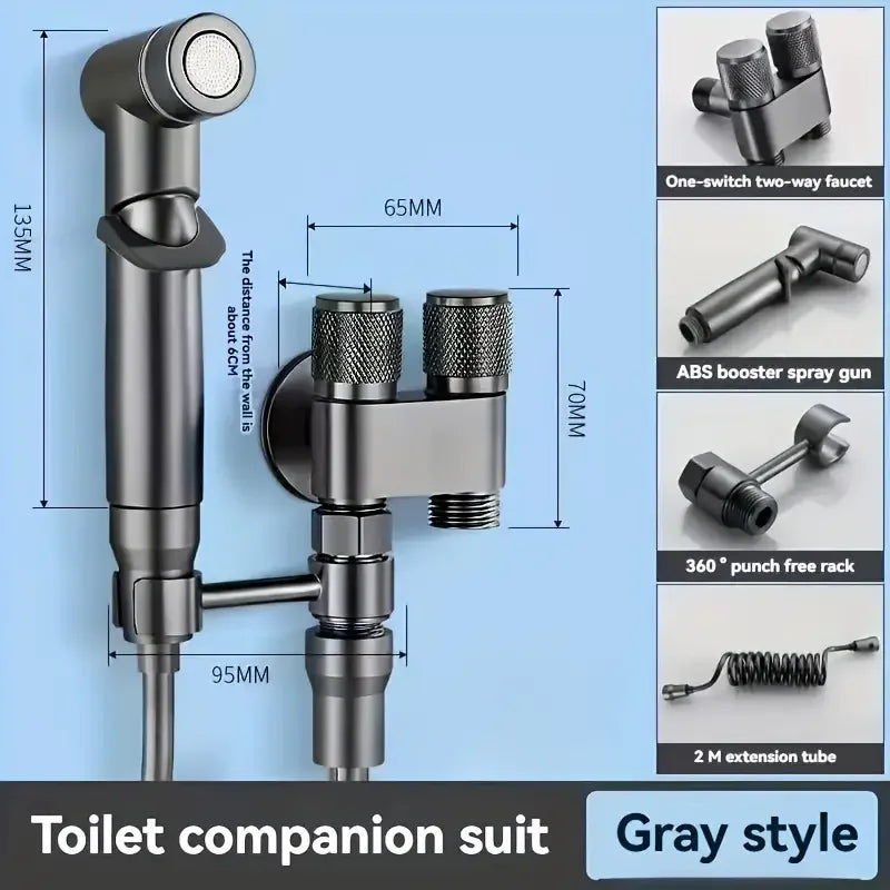 Handheld Bidet Toilet Spray Kit | 2-in-1 Angle Valve, No Batteries