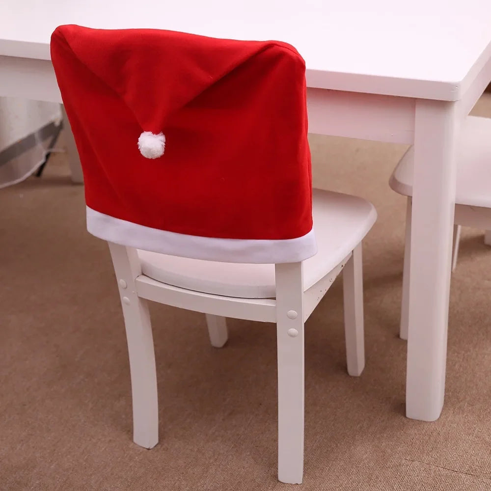 Christmas Chair Cover Red Wedding Meeting Flannel Restaurant Hotel