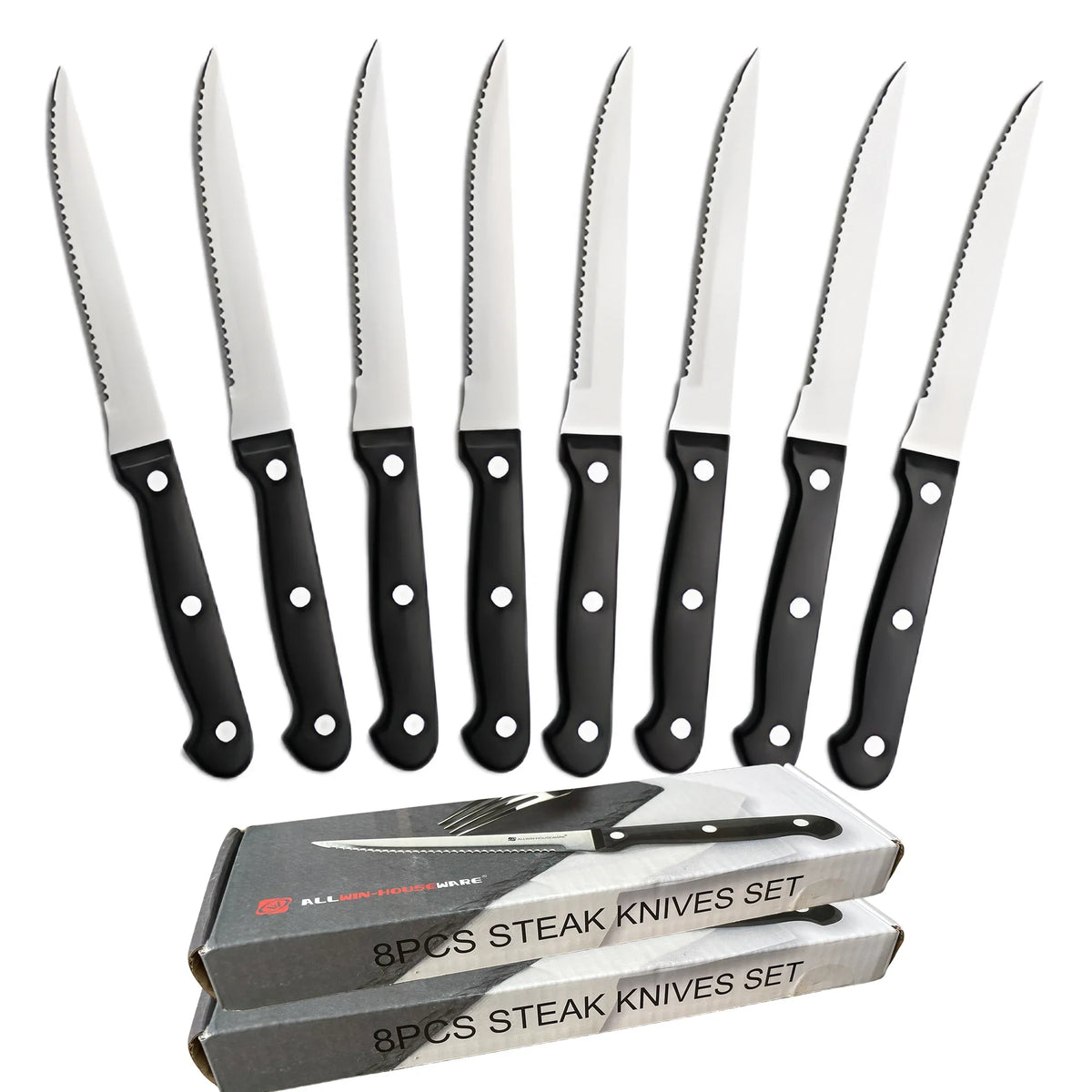 Serrated Stainless Steel Steak Knives Set – 4 to 16 Pieces
