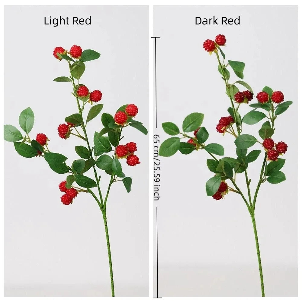 Realistic Artificial Raspberry Branch | Faux Fruit Décor 65cm