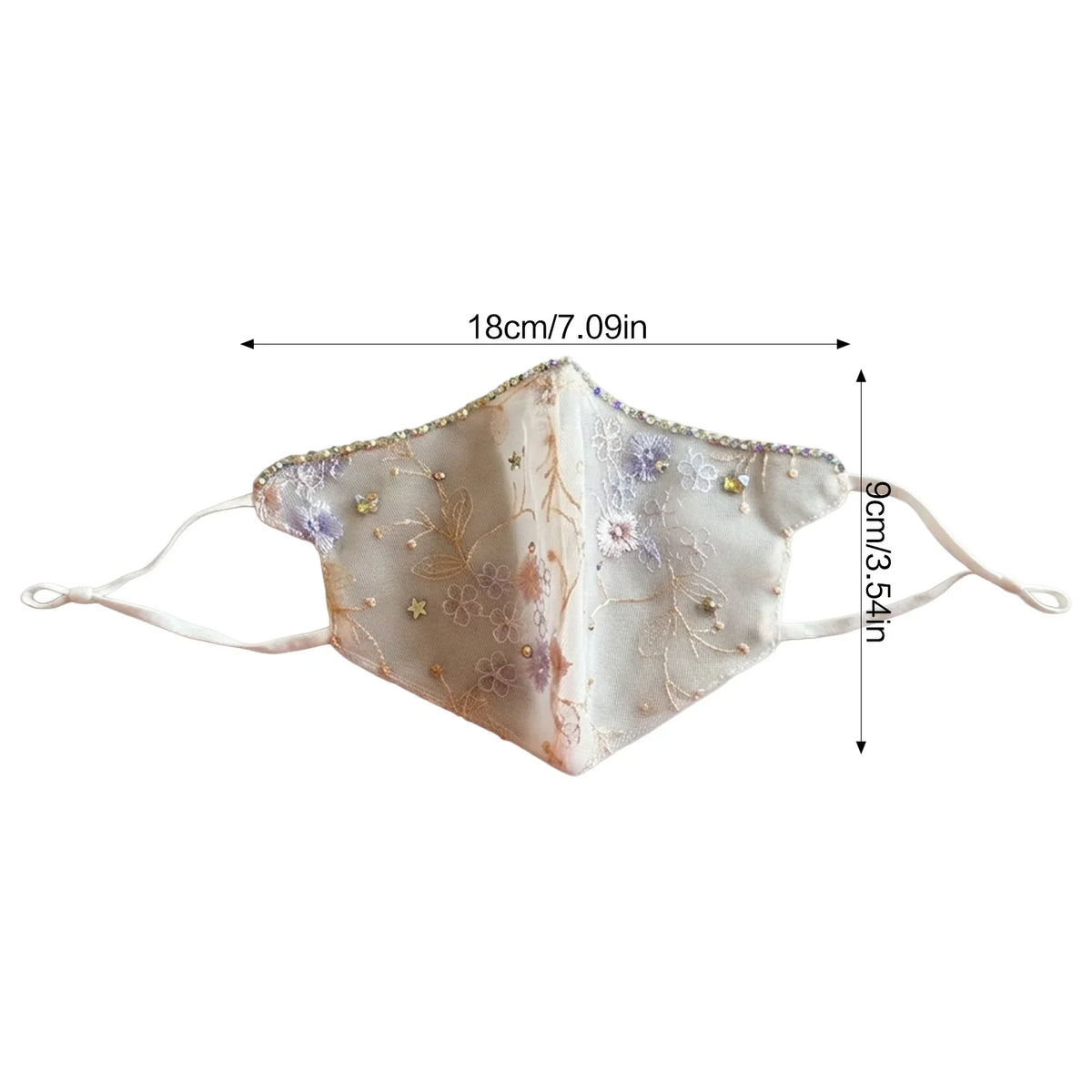 Ethnic Lace Mesh Face Mask – Embroidery Rhinestone UV & Wind Cover