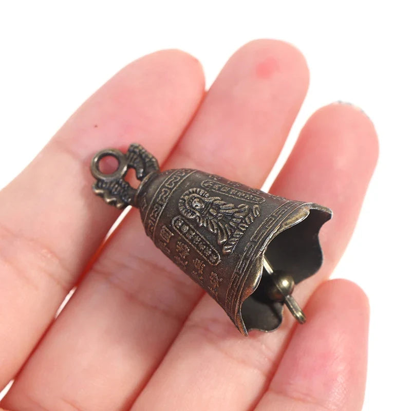 Mini Antique Brass Guanyin Bell Sculpture Set of 2