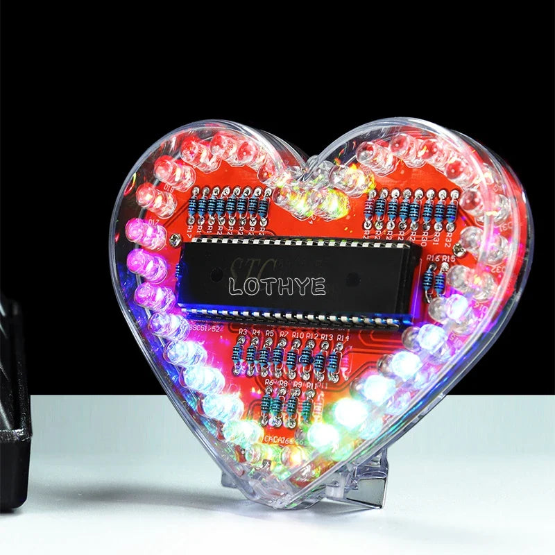 RGB LED Heart DIY Soldering Kit – 32 LED Flow Light Project