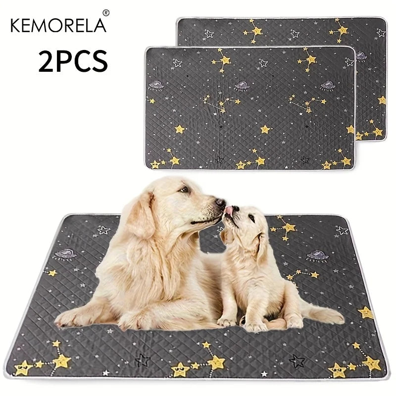 KEMORELA 2-Pack Reusable Dog Training Mats – Washable Pet Pads