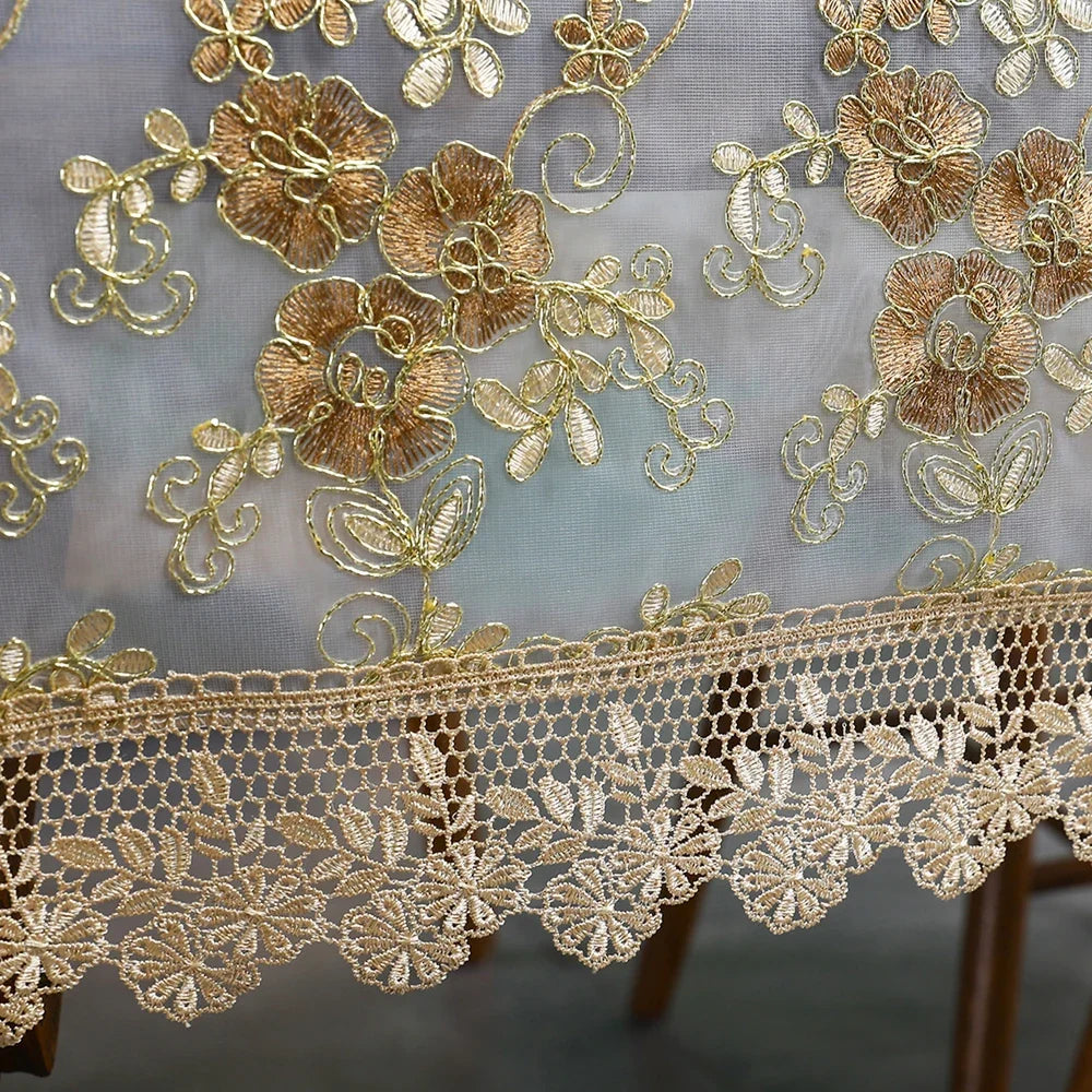 Battilo Luxury Lace Embroidered Rectangular Tablecloth | Floral