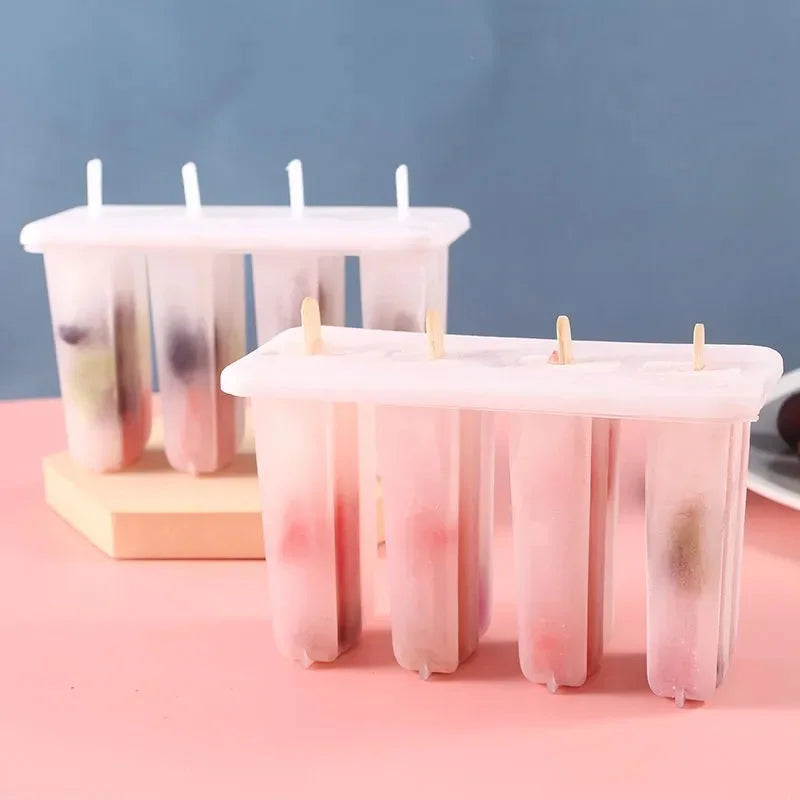 4-Cavity BPA-Free Popsicle Mold with Lid – Easy-Release Ice Cream