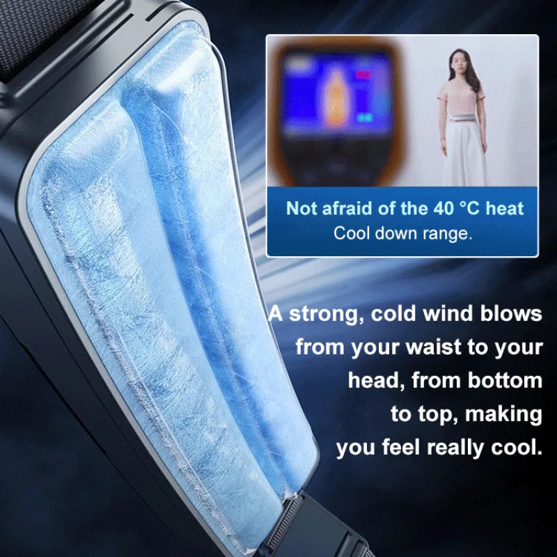 Portable USB Waist Fan – 3-Speed Rechargeable Ice Belt Fan