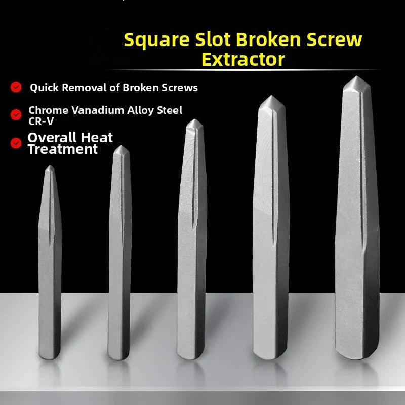 6-Piece Square Groove Broken Screw & Bolt Extractor Set
