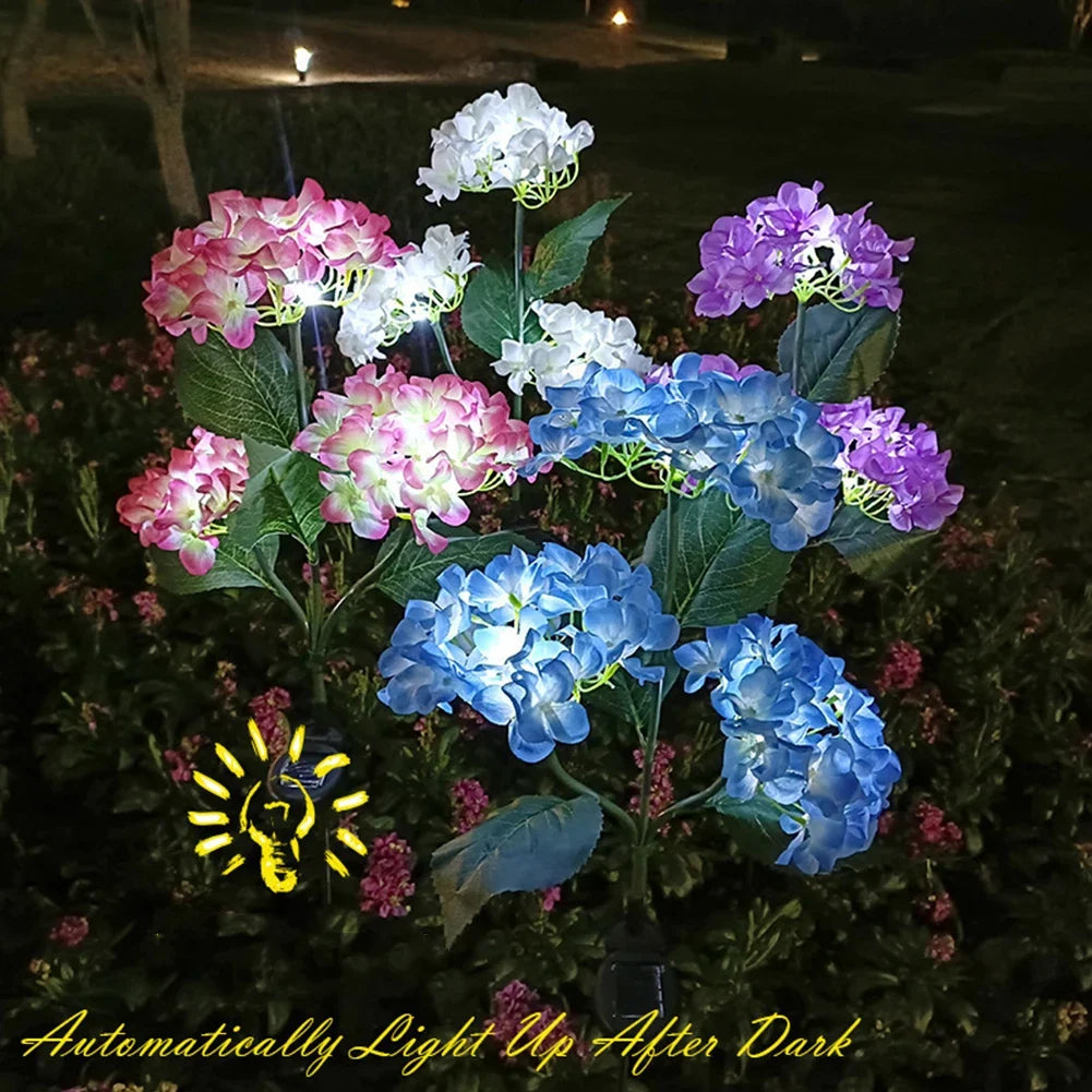 Solar Hydrangea Garden Pathway Lights – IP65 Waterproof Stake