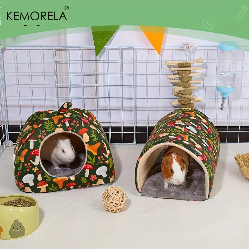 KEMORELA 2PCS Hamster House Warm Mat & Small Animal Bed