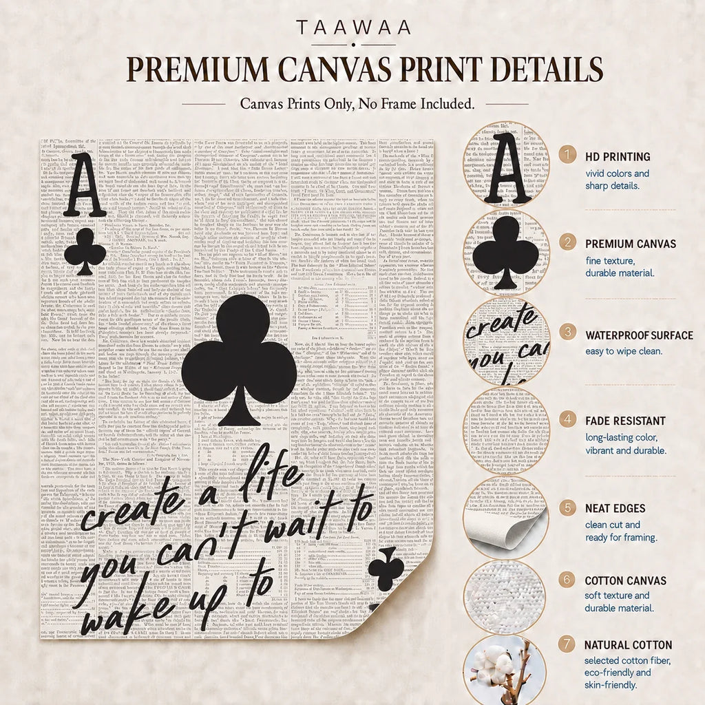 Motivational Quotes Canvas Wall Art – Minimalist Newspaper Print