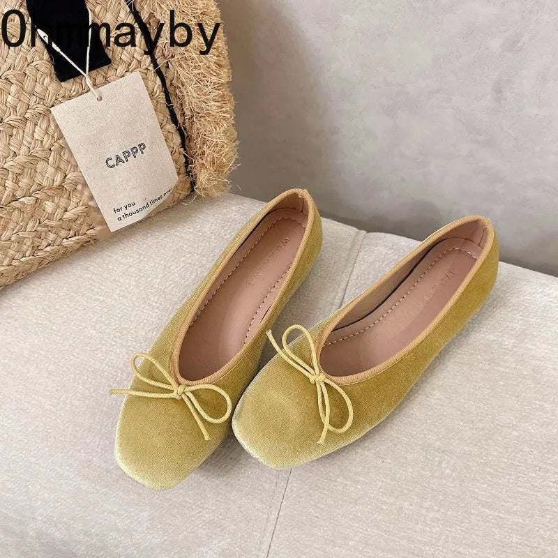 Women's Butterfly-Knot Ballet Flats – Soft Sole Slip-On Dress Shoes