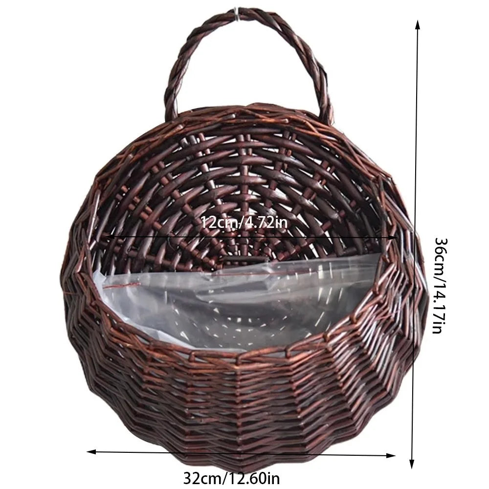 Handmade Wicker Hanging Flower Basket | Wall Planter S/M/L
