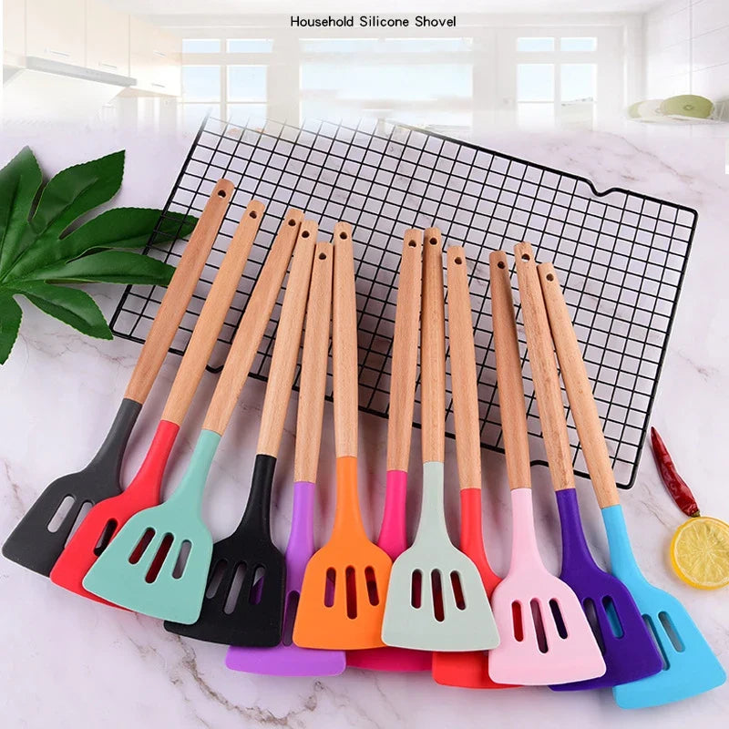 SHIBO Silicone Spatula Turner Set – Egg, Fish & Slotted Shovel