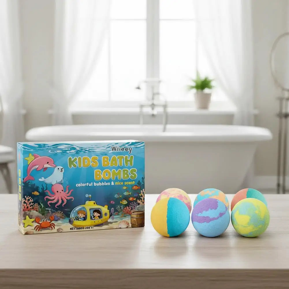 Kids Colorful Bath Bombs Gift Set – 6-Pack Fizzy Spa Balls