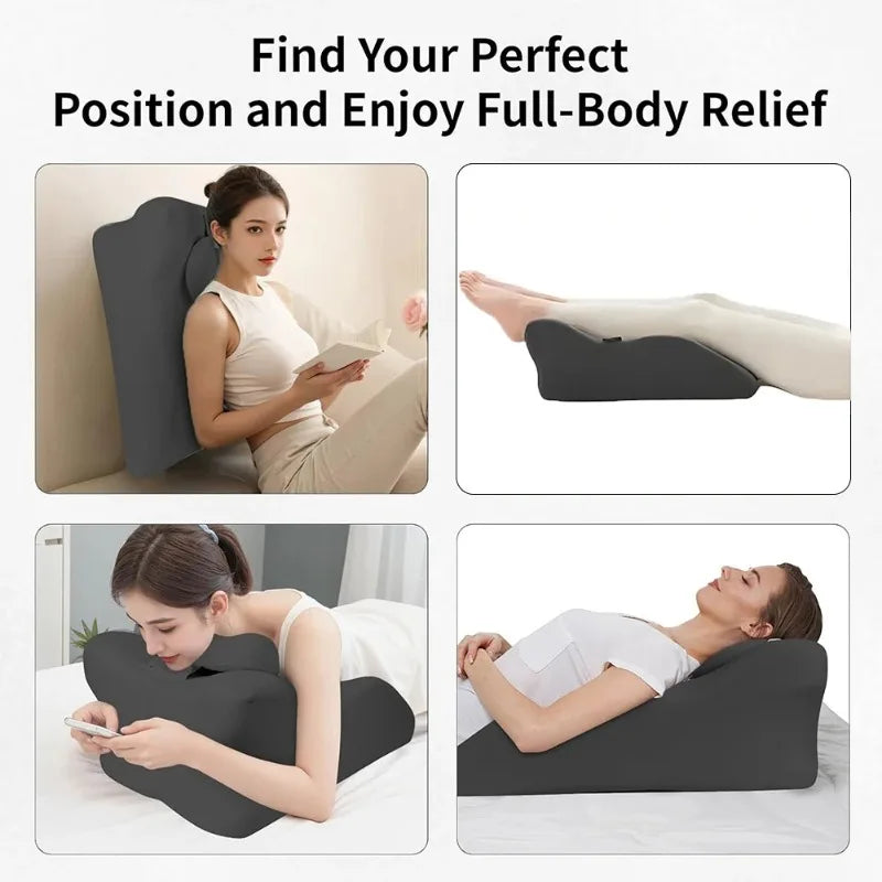 Ergonomic Memory Foam Wedge Pillow | Curved Prone Design