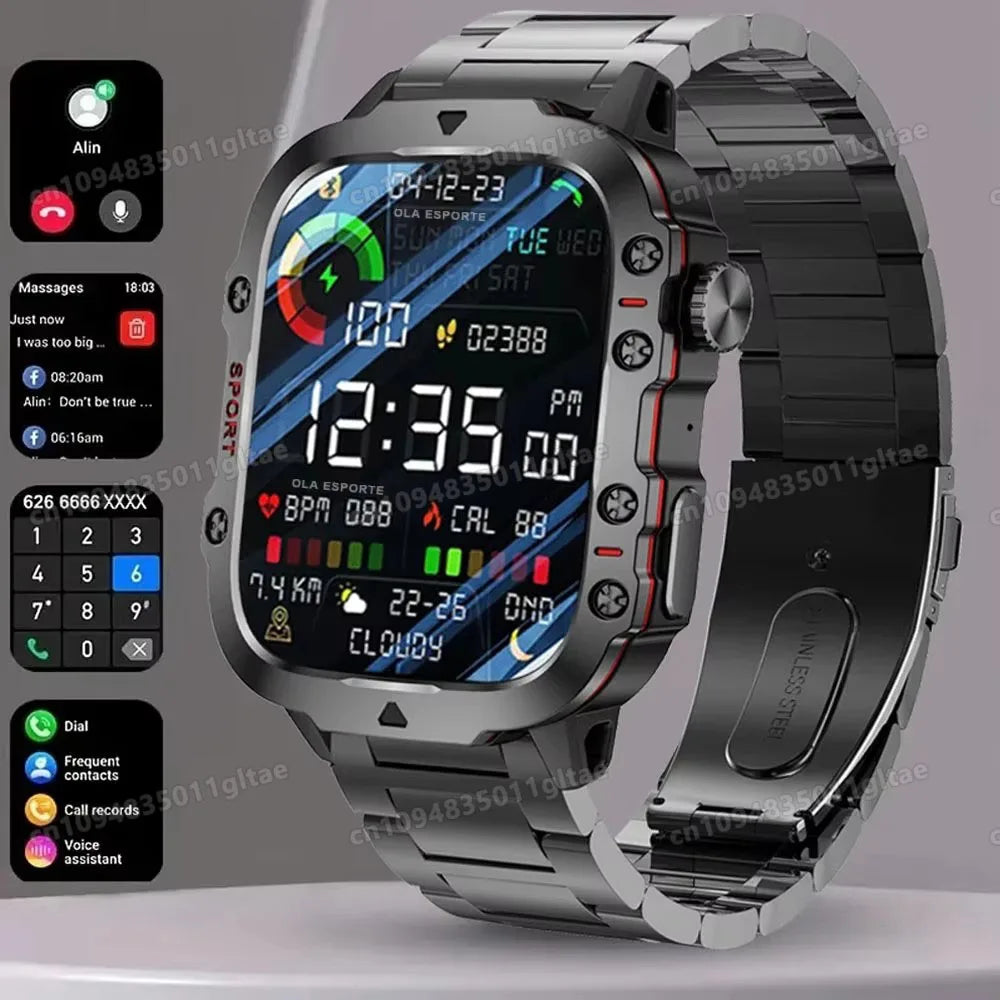 2026 Military Smart Watch Men IP68 5ATM Outdoor Sports Fitness