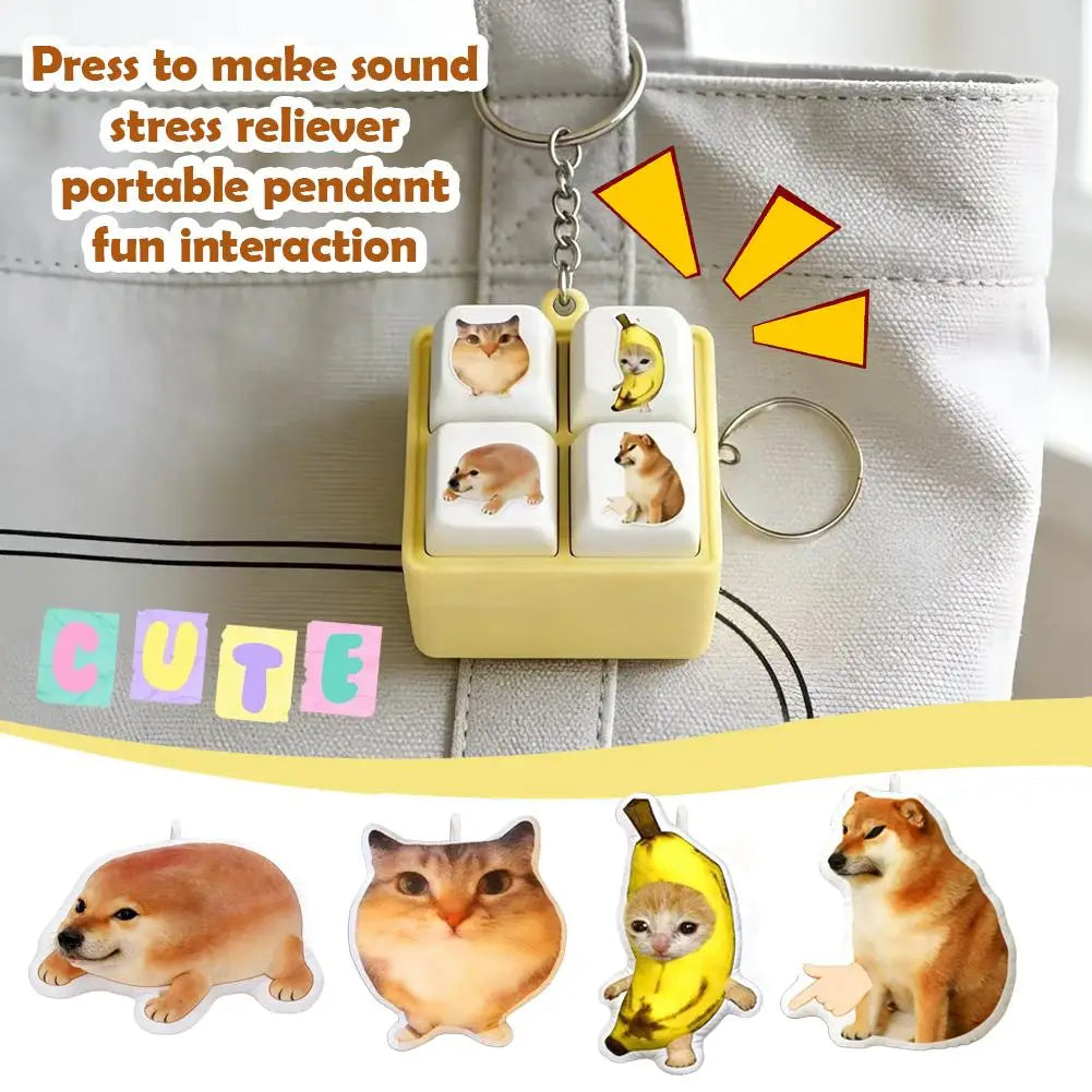 4-Key Keyboard Fidget Clicker Keychain | Shiba Inu Sound Toy