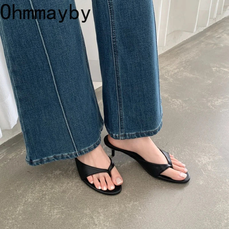 Women's Clip Toe Square Heel Dress Slides – Summer Party Shoes