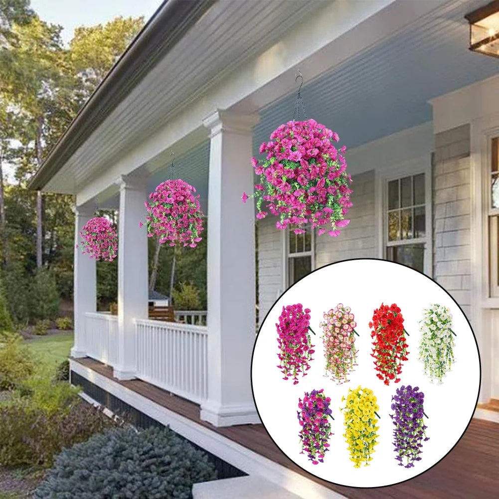 Artificial Hanging Morning Glory Flower Vine Outdoor Garden Porches
