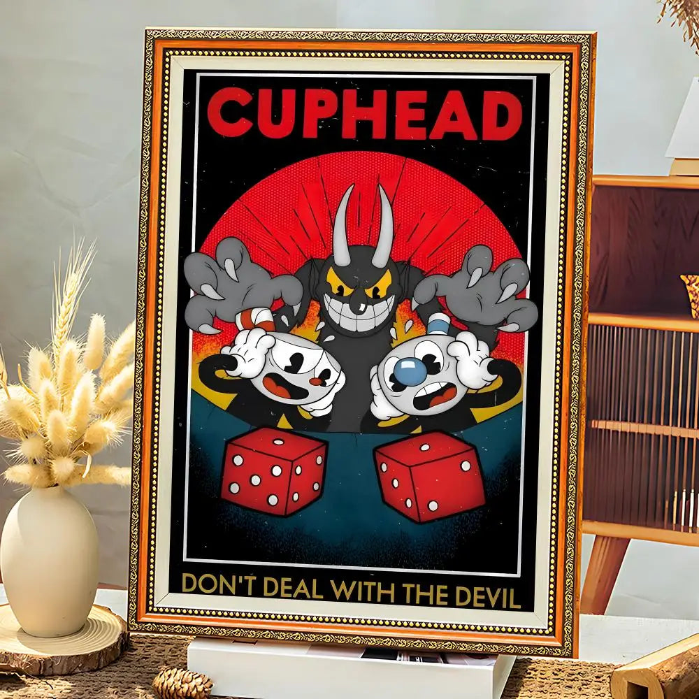 Cuphead Game Poster – HD Self-Adhesive Waterproof Wall Art