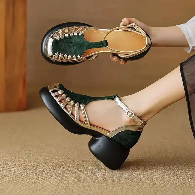 Women's Buckle Square Heel Sandals – Fashion Roman Summer Shoes