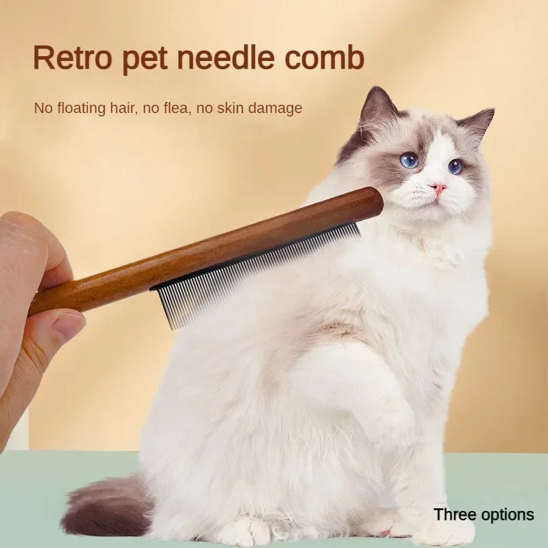 Wooden Pet Grooming Comb – Cat & Dog Detangling Brush