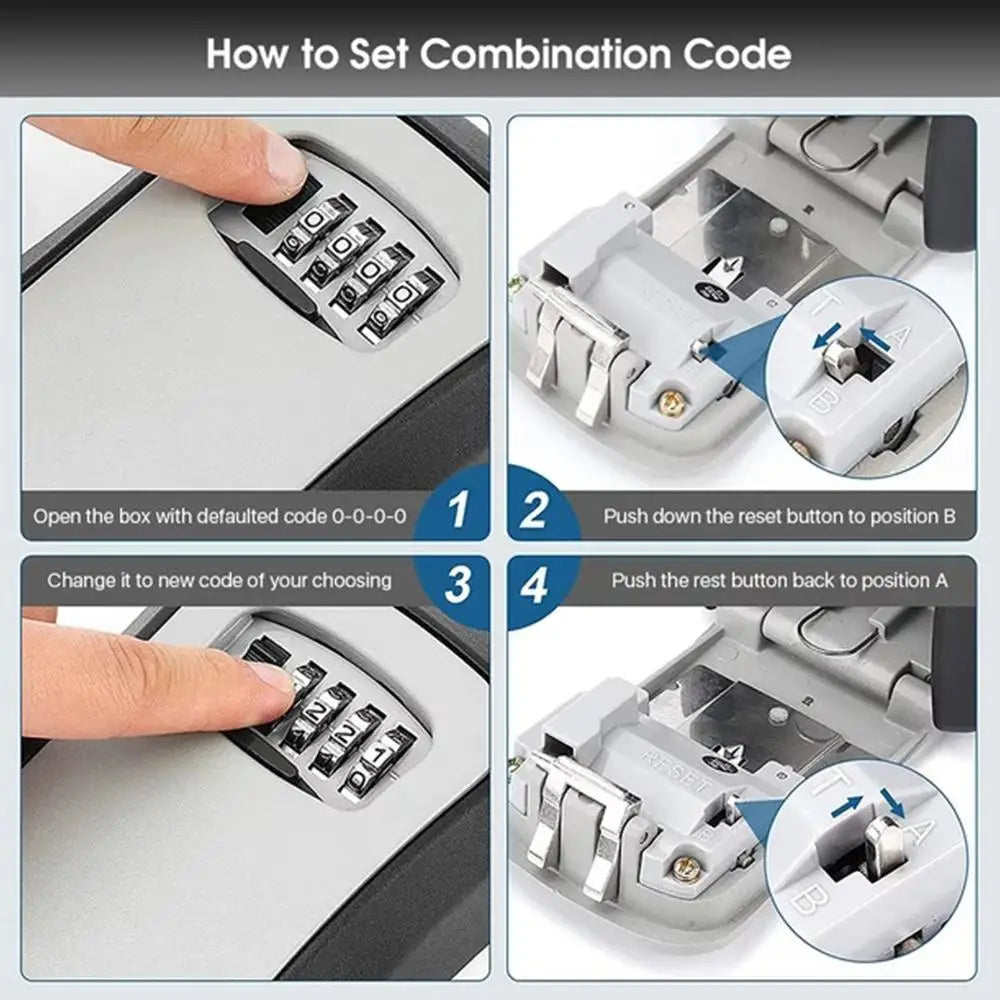 Wall Mounted Key Lock Box – 4-Digit Weatherproof Key Safe