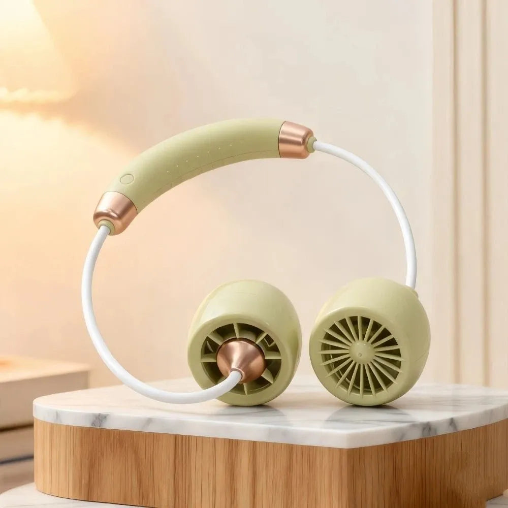 Wearable Neck Fan – Foldable Rechargeable Turbine Cooling Fan