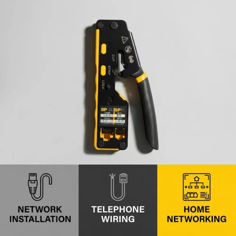 RJ45 Crimping Tool Kit – Cat5 Cat5e Cat6 Pass-Through Crimper