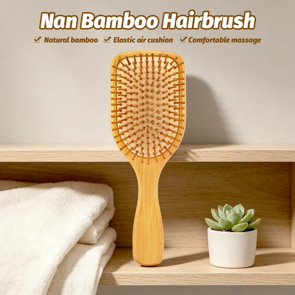 Bamboo Air Cushion Massage Hairbrush – Anti-Static Comb