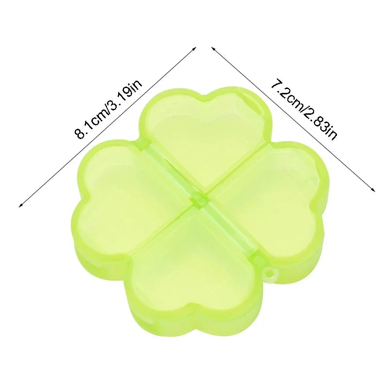 Four-Leaf Clover 4-Grid Portable Pill Organizer Box