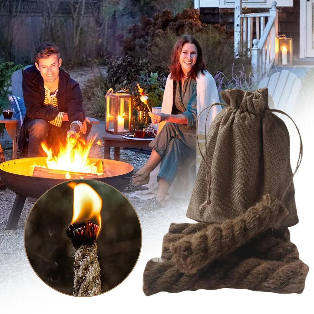 Wax-Infused Hemp Rope Fire Starters Kit | 4pc Weatherproof