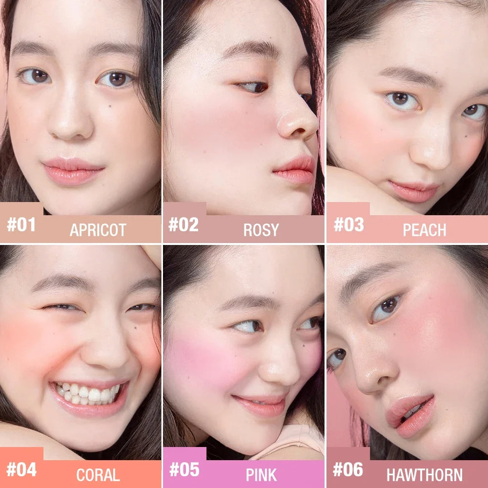 O.TWO.O 6-Color Mineral Blush Palette – Matte & Shimmer Powder