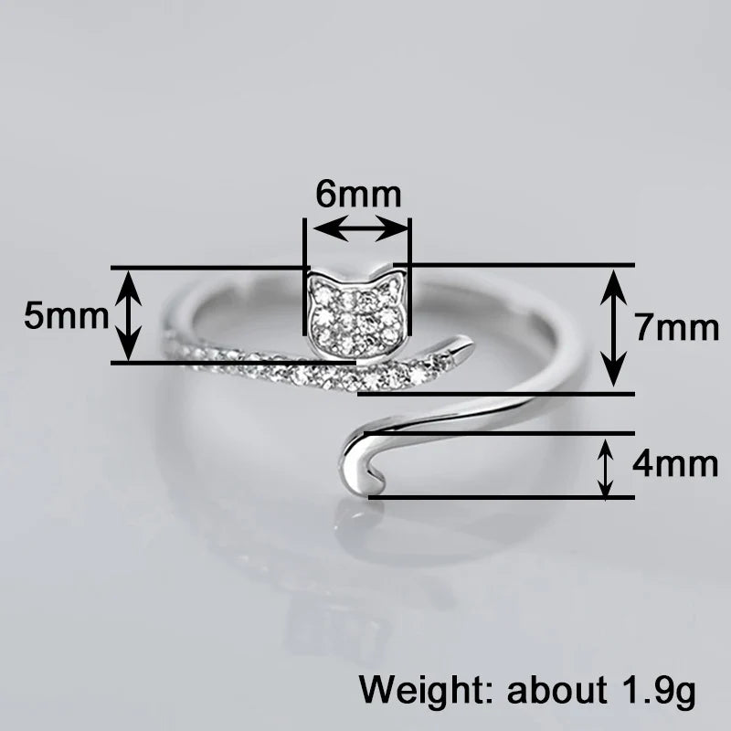 Huitan Cat Ring – Cubic Zirconia Adjustable Opening Ring