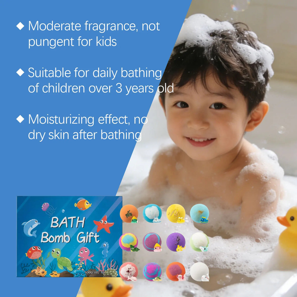Kids Bath Bombs with Hidden Surprise Toy Inside – 12-Pack