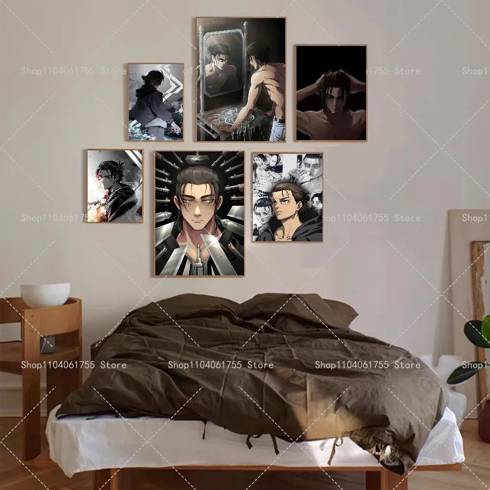 Attack on Titan Eren Yeager Anime Poster – Waterproof Wall Sticker
