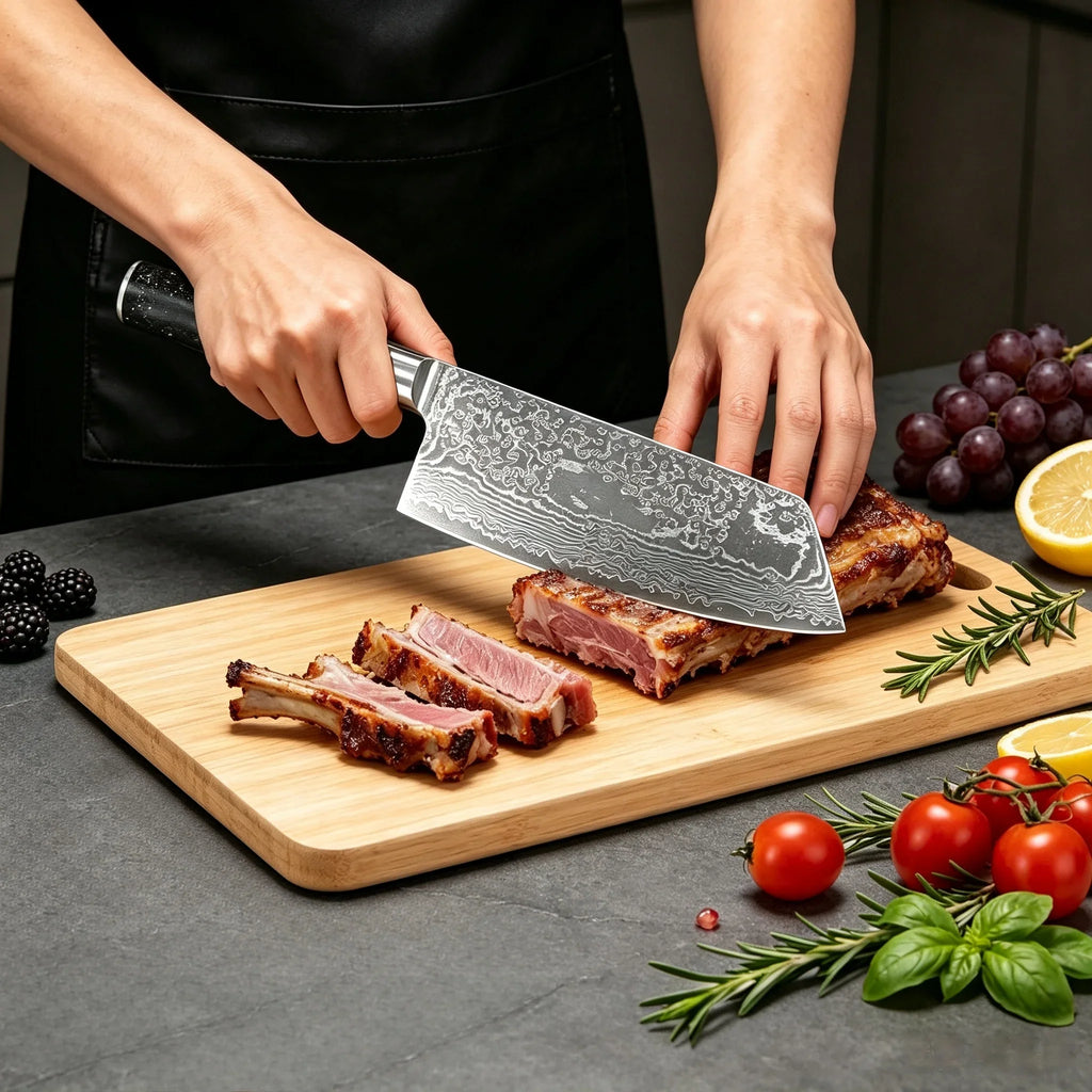 67-Layer Damascus Steel Cleaver – Multi-Purpose Kitchen Knife