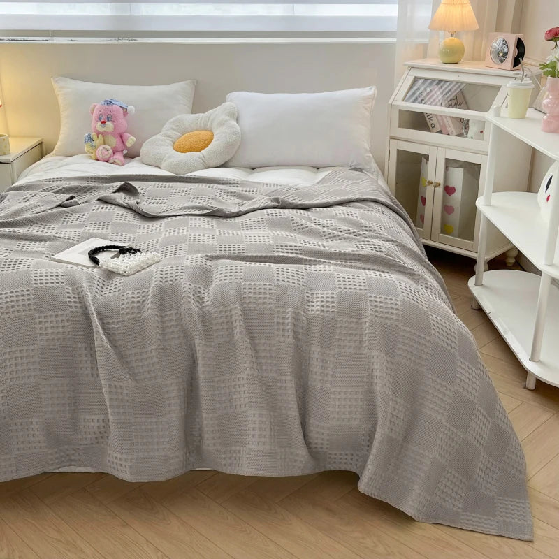 Battilo 100% Cotton Waffle Throw Blanket – Soft & Breathable
