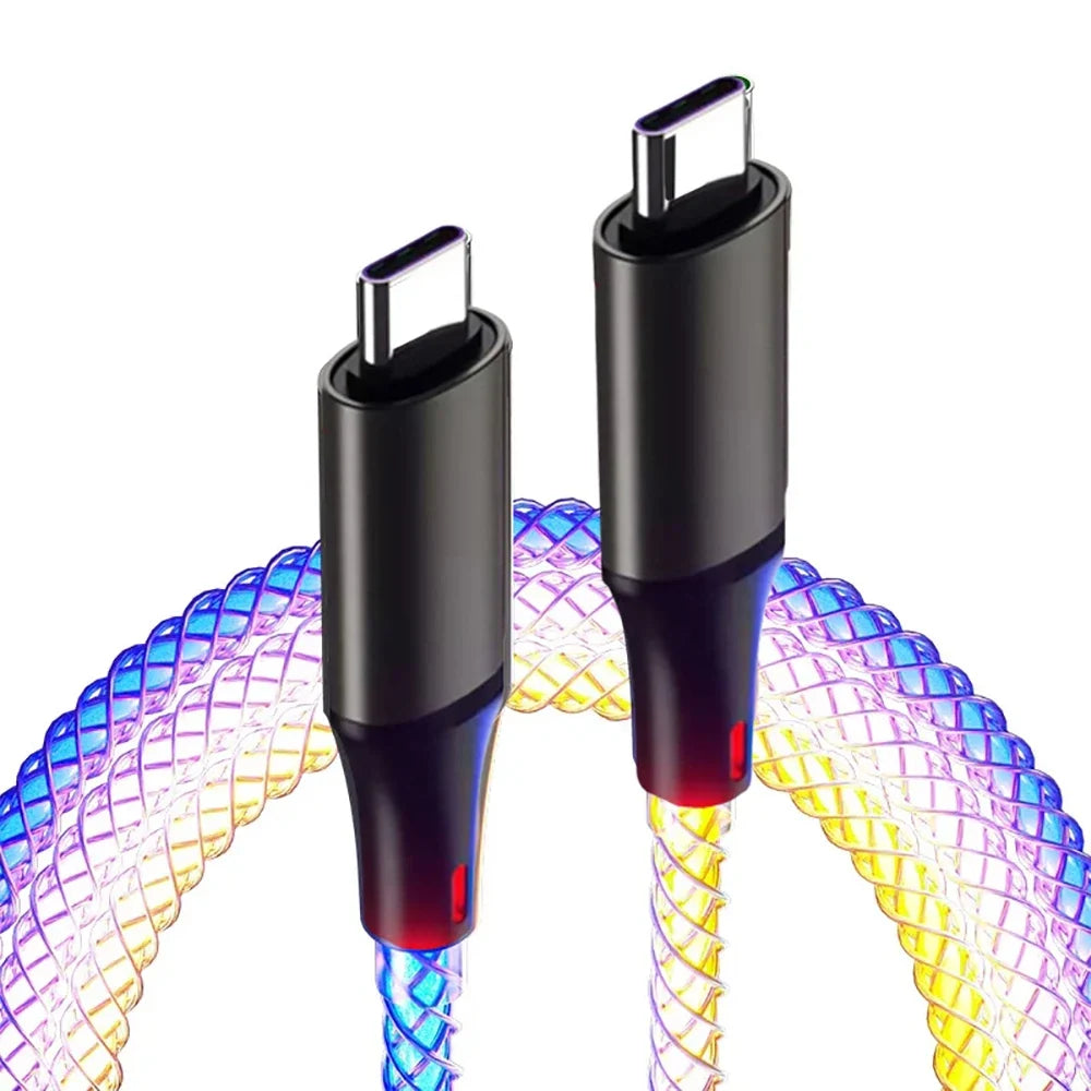 RGB 66W 6A USB-C Fast Charging Cable – Glowing Streamer Design